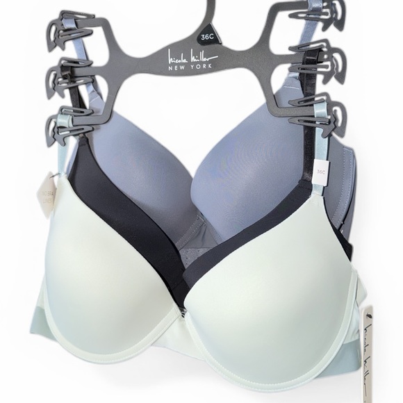 Nicole Miller Women's Intimates (3)Bra Set 36C- Black/Smokey blue/Blue gray. - Picture 2 of 6